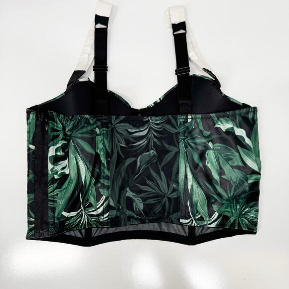 NWT Victoria's Secret Tropical Shine Bustier Green Black Rhinestone Bra Size 36D - Picture 5 of 15